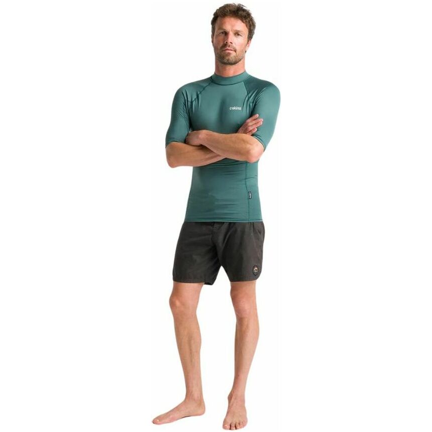 2026 C-Skins Mens NuWave UV Basics Short Sleeve Rash Vest C-NLYSSMC - Dark Sage